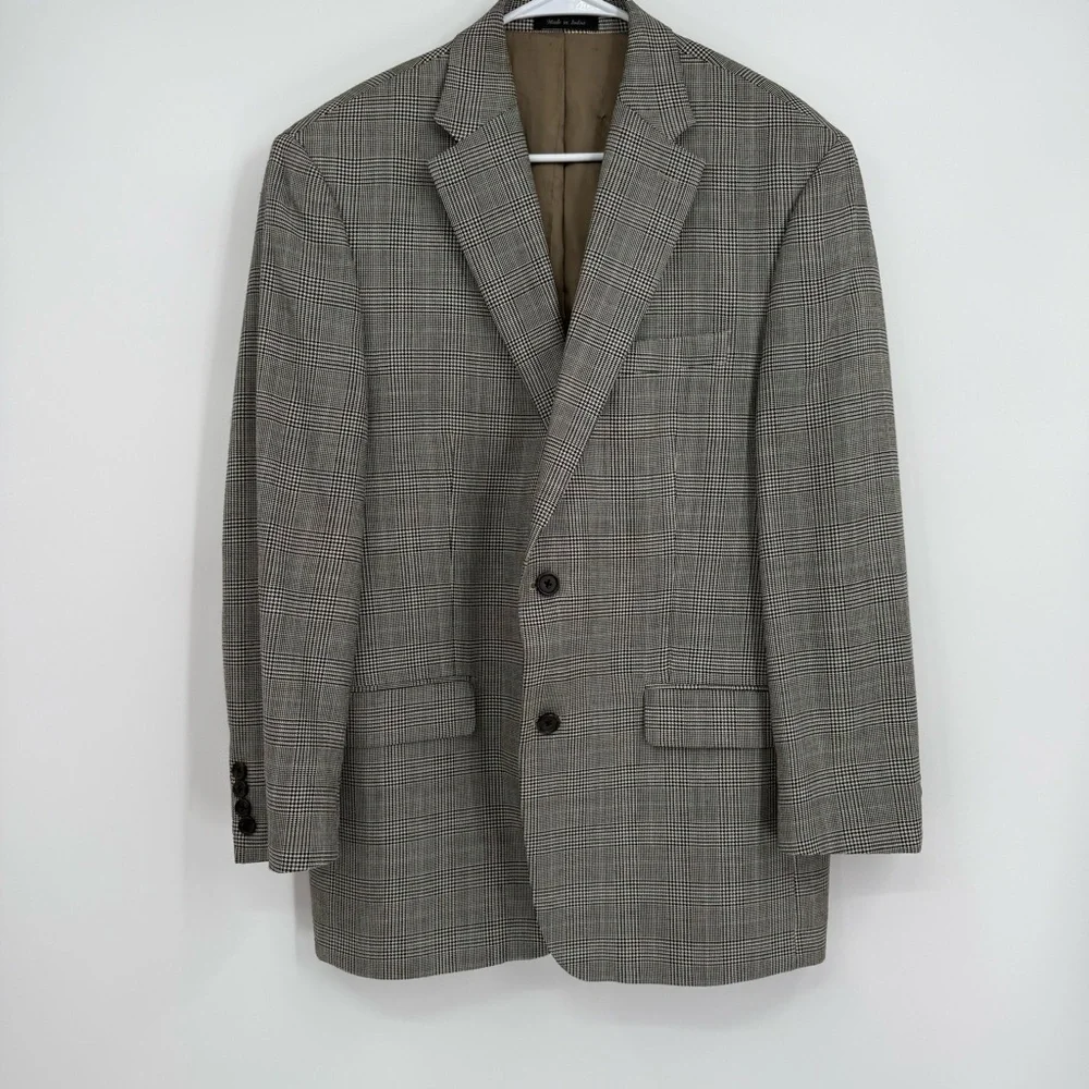 Lauren Ralph Lauren Men's black houndstooth silk Wool Sport Blazer Size 42 R